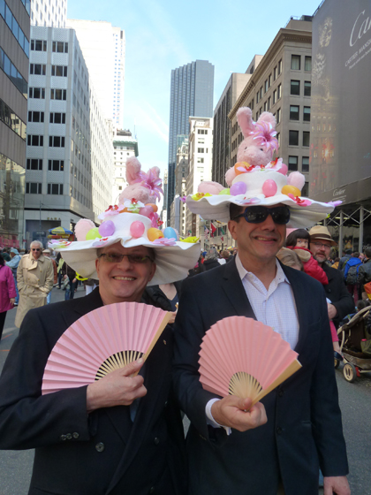 Easter Parade, Easter bonnet, New York, Fifth Avenue, fans, blue blazer