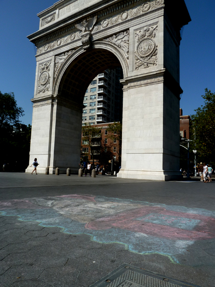Washington Square Park, Robin Williams, Chalk, Portrait, Ephemeral, Waiting for Godot, Steve Martin, Greenwich Village, Hat, Smile, Lincoln Center, 1988 “In America they really do mythologize people when they die.” —Robin Williams (1952–2014) Let the mythologizing begin! I found this portrait in chalk of Robin Williams on the pavement near the Washington Arch in Washington Square Park. The ephemeral nature of the medium, plus heavily-trafficked location, ensures that this loving tribute will not be with us for long. It serves as a metaphor of Mr. Williams’ life and for our own. Without a doubt this is a recognizable likeness of Mr. Williams. Is the likeness a film character of his? I must admit that the only film starring him that I have seen is The Birdcage. What with the hat, he resembles Estragon, the character he portrayed in Lincoln Center’s 1988 production of Waiting for Godot. Steve Martin played the other main character, Vladimir. “You’re only given a little spark of madness. You mustn’t lose it.” —Robin Williams “Reality is just a crutch for people who can't cope with drugs.” —Robin Williams “Comedy is acting out optimism.” —Robin Williams “Spring is nature's way of saying, ‘Let’s party!’ ” —Robin Williams