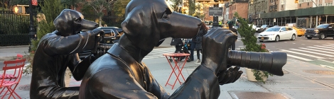 Paparazzi Dogs, Gillie and Marc, Greenwich Village, Ruth Wittenberg, Triangle, Greenwich Village Walking Tour, Bronze Sculpture, Art, Australia, Sydney, Melbourne, Dogs