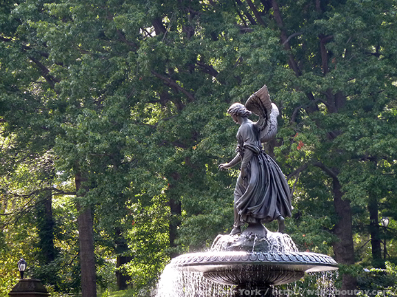Bethesda Fountain with Angel of the Waters Sculpture, close-up
